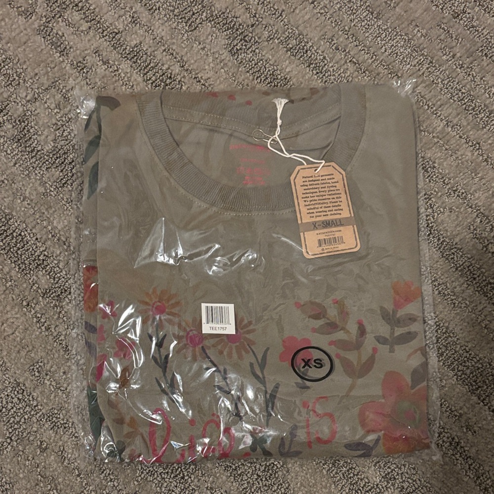 Natural Life Olive Green Boho Tee NWT Adult XS